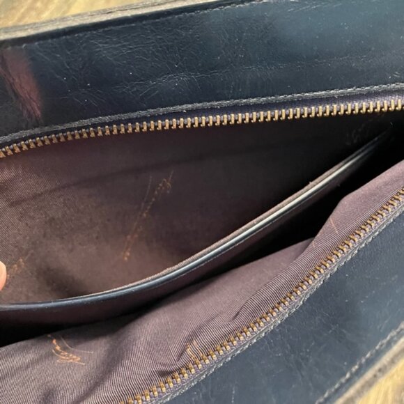 Eitenne Aigner Blue Leather and Woven Straw Purse - Picture 3 of 15